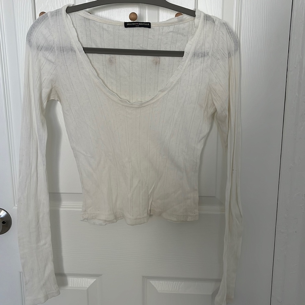 Vintage Brandy Melville White Cropped Long sleeve shirt